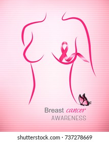 Breast cancer awareness pink background. Vector.