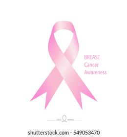 Breast Cancer awareness, pink color ribbon on solid white background.
