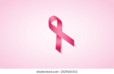 Breast Cancer Awareness Pink Colour Ribbon Vector Illustration 