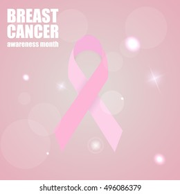 Breast cancer awareness pink geometric ribbon. Vector illustration.