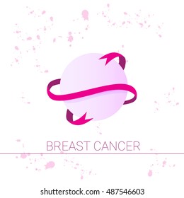 Breast Cancer Awareness Pink Globe Banner Flat Vector Illustration