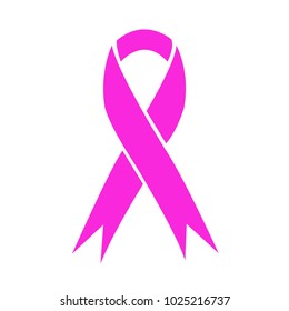 Breast cancer awareness pink ribbon on white background.