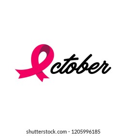 Breast Cancer Awareness Pink Ribbon. October symbol.