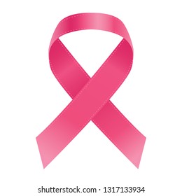 Breast Cancer Awareness Pink Ribbon Isolated On A White Background. Vector Illustration. Healthcare Concept.