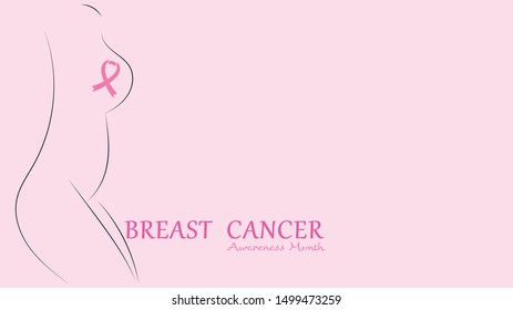  Breast cancer awareness Pink ribbon background.October is Cancer Awareness Month.Vector healthcare Illustration.