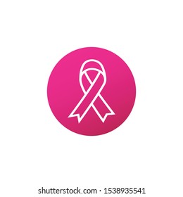 Breast cancer awareness pink ribbon in circle. Stock Vector illustration isolated on white background.