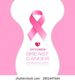 Breast cancer awareness with pink ribbon background designe. vector, illustration