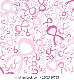 Breast cancer awareness pink ribbon background illustration. Pink symbol texture and pattern for website, banner, voucher and booklets