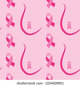 Breast cancer awareness. Pink ribbon. Seamless pattern