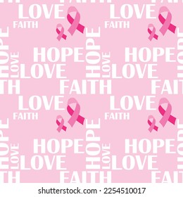 Breast cancer awareness. Pink Ribbon. Seamless pattern