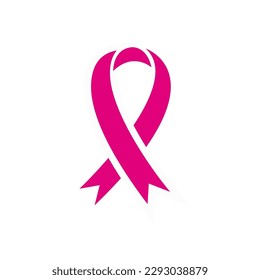 Breast cancer awareness. Pink ribbon flat design. Vector illustration