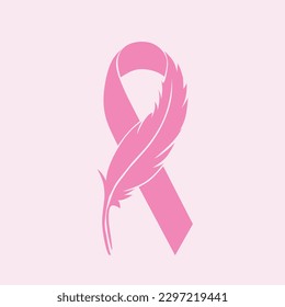 Breast cancer awareness. Pink ribbon flat design. Vector ilustration