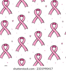 Breast cancer awareness pink ribbon seamless pattern for wallpaper, scrapbooking, packaging, backgrounds, prints, etc. EPS 10