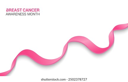 Breast cancer awareness pink ribbon.  Banner template design. During  October, which is Breast Cancer Awareness Month, this ribbon is widely used in campaigns to promote awareness.