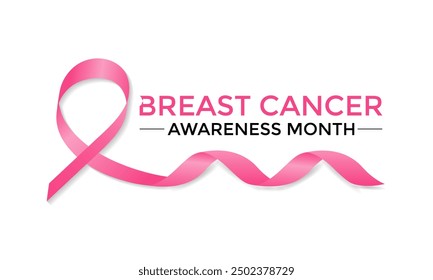 Breast cancer awareness pink ribbon.  Banner template design. During  October, which is Breast Cancer Awareness Month, this ribbon is widely used in campaigns to promote awareness.