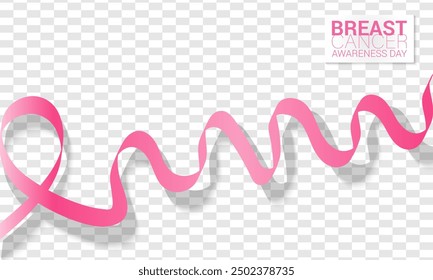 Breast cancer awareness pink ribbon.  Banner template design. During  October, which is Breast Cancer Awareness Month, this ribbon is widely used in campaigns to promote awareness.