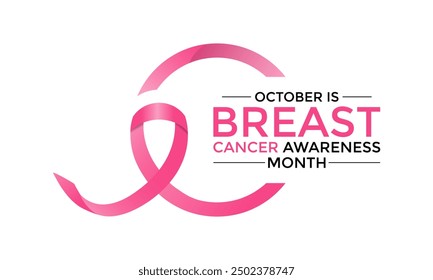 Breast cancer awareness pink ribbon.  Banner template design. During  October, which is Breast Cancer Awareness Month, this ribbon is widely used in campaigns to promote awareness.