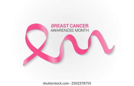 Breast cancer awareness pink ribbon.  Banner template design. During  October, which is Breast Cancer Awareness Month, this ribbon is widely used in campaigns to promote awareness.