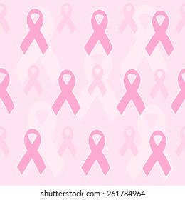 Breast Cancer Awareness Pink Ribbon Seamless Pattern / Background