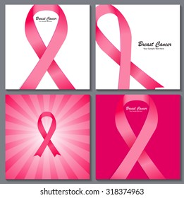 Breast Cancer Awareness Pink Ribbon Background Collection Set Vector Illustration EPS10

