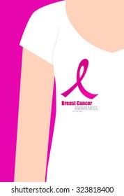 Breast cancer awareness pink ribbon, healthcare and medicine concept. Vector Illustration.