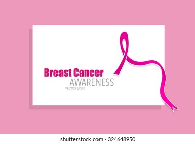 Breast cancer awareness pink ribbon. Vector Illustration.