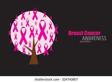 Breast cancer awareness pink ribbon. Vector Illustration.