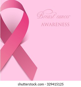 Breast cancer awareness. Pink ribbon. Background.