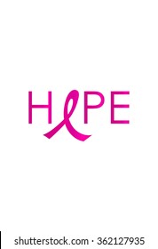 Breast cancer awareness pink ribbon. Vector Illustration.