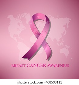 Breast cancer awareness pink ribbon and map design