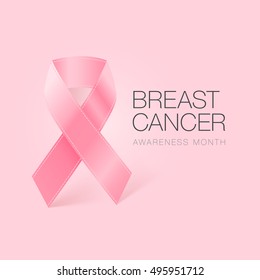Breast Cancer Awareness Pink Ribbon. World Breast Cancer Day concept. Vector Illustration. Women healthcare symbol