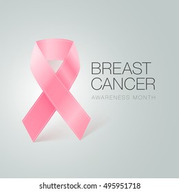 Breast Cancer Awareness Pink Ribbon. World Breast Cancer Day concept. Vector Illustration. Women healthcare symbol