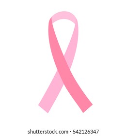 Breast cancer awareness pink ribbon on white background.