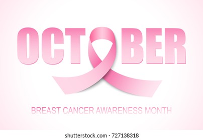 Breast Cancer Awareness. Pink ribbon. Vector illustration.