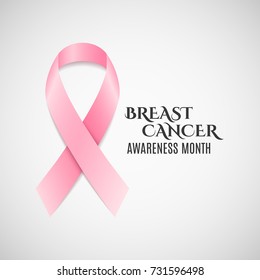 Breast Cancer Awareness pink ribbon. Dark text. Fighting cancer. Vector illustration