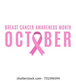 Breast Cancer Awareness pink ribbon. October month. Ribbon in a flat style on a white background. Fighting cancer. Vector illustration