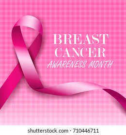 Breast cancer awareness pink ribbons. Vector illustration.