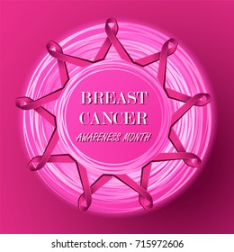 Breast cancer awareness pink ribbons. Vector illustration.