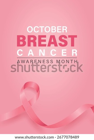 Breast Cancer Awareness Poster, Vector Illustration. October Pink Ribbon Illustration. Breast Cancer Awareness Month Vertical Banner with Silk Realistic Pink Ribbon. Health Campaign Background