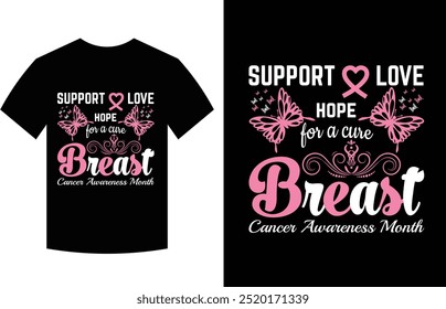 Cita de concienciación sobre el cáncer de mama diseño de camiseta Vector de Plantilla, Cinta de cáncer de mama, Cinta rosa