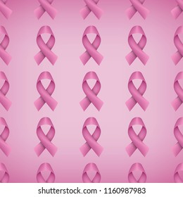 Breast cancer awareness realistic pink ribbon seamless pattern