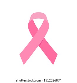 Breast cancer awareness with realistic pink ribbon on a white background. Women health care support symbol. female hope satin emblem. Vector illustration.