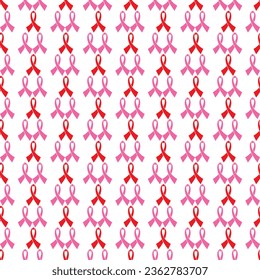 Breast cancer awareness realistic pink ribbon seamless pattern design