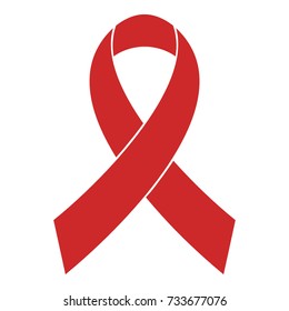 Breast cancer awareness red ribbon icon. Vector simple illustration of red ribbon icon isolated on white background