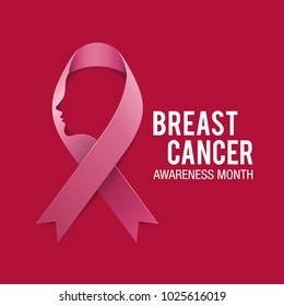 Breast Cancer Awareness Ribbon Background. Vector illustration