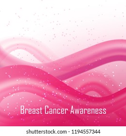 	
Breast Cancer Awareness Ribbon Background. Vector illustration. Pink abstract waves.