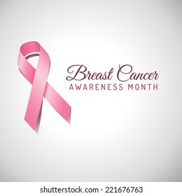 Breast Cancer Awareness Ribbon Background - Pink Breast Cancer Awareness ribbon on a grey background.  File is layered & colors are global swatches for easy editing.  File is EPS 10 with transparency