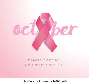 Breast Cancer Awareness Ribbon Background. Vector illustration