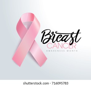 Breast Cancer Awareness Ribbon Background. Vector illustration