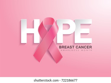Breast Cancer Awareness Ribbon Background. Vector illustration